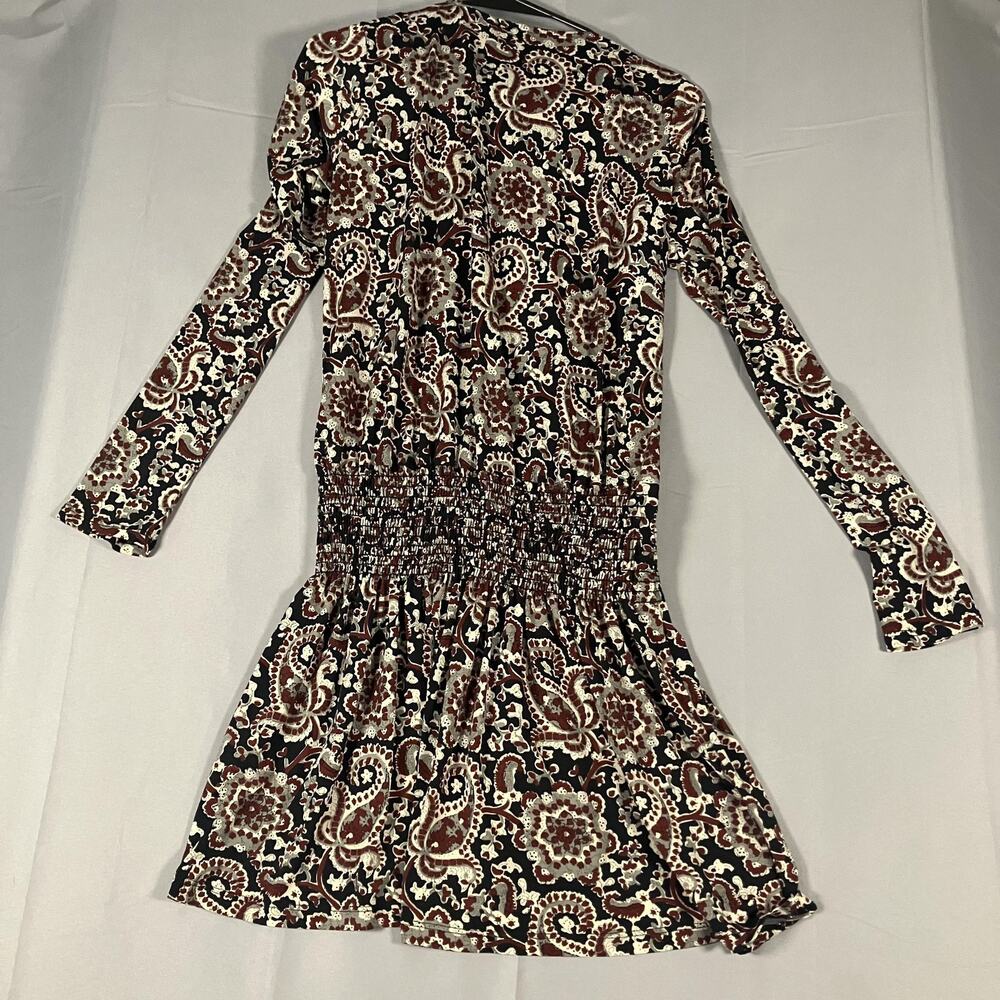 Veronica M Dress Womens Medium Black Burgundy Paisley Long Sleeve Boho‎ USA Made - Picture 12 of 15